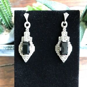 Art Deco Style 925 Sterling Drop Earrings